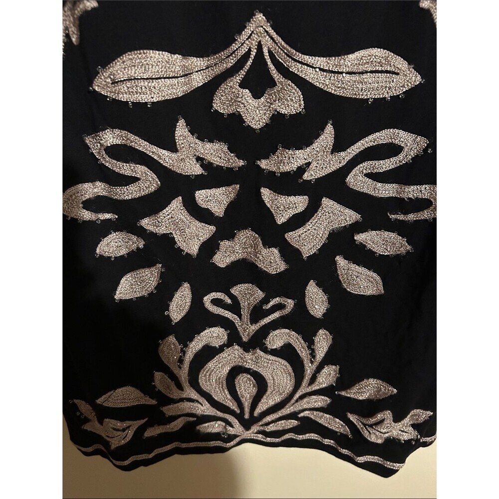INC International Concepts Black Mini Dress with Silver Embroidered Pattern - Picture 5 of 8